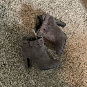 Gray suede ankle booties